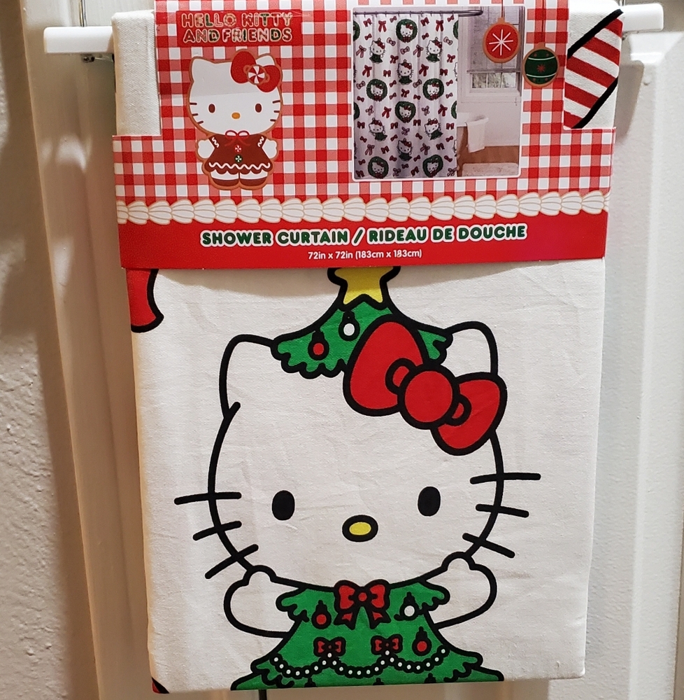 Christmas Hello kitty shower curtain